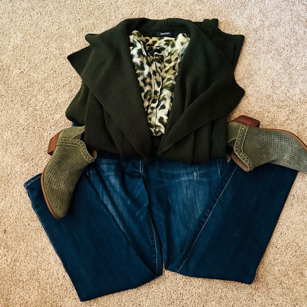 NWOT Karen Kane Olive Draped Open-Front Cardigan, Size Large - Picture 16 of 16